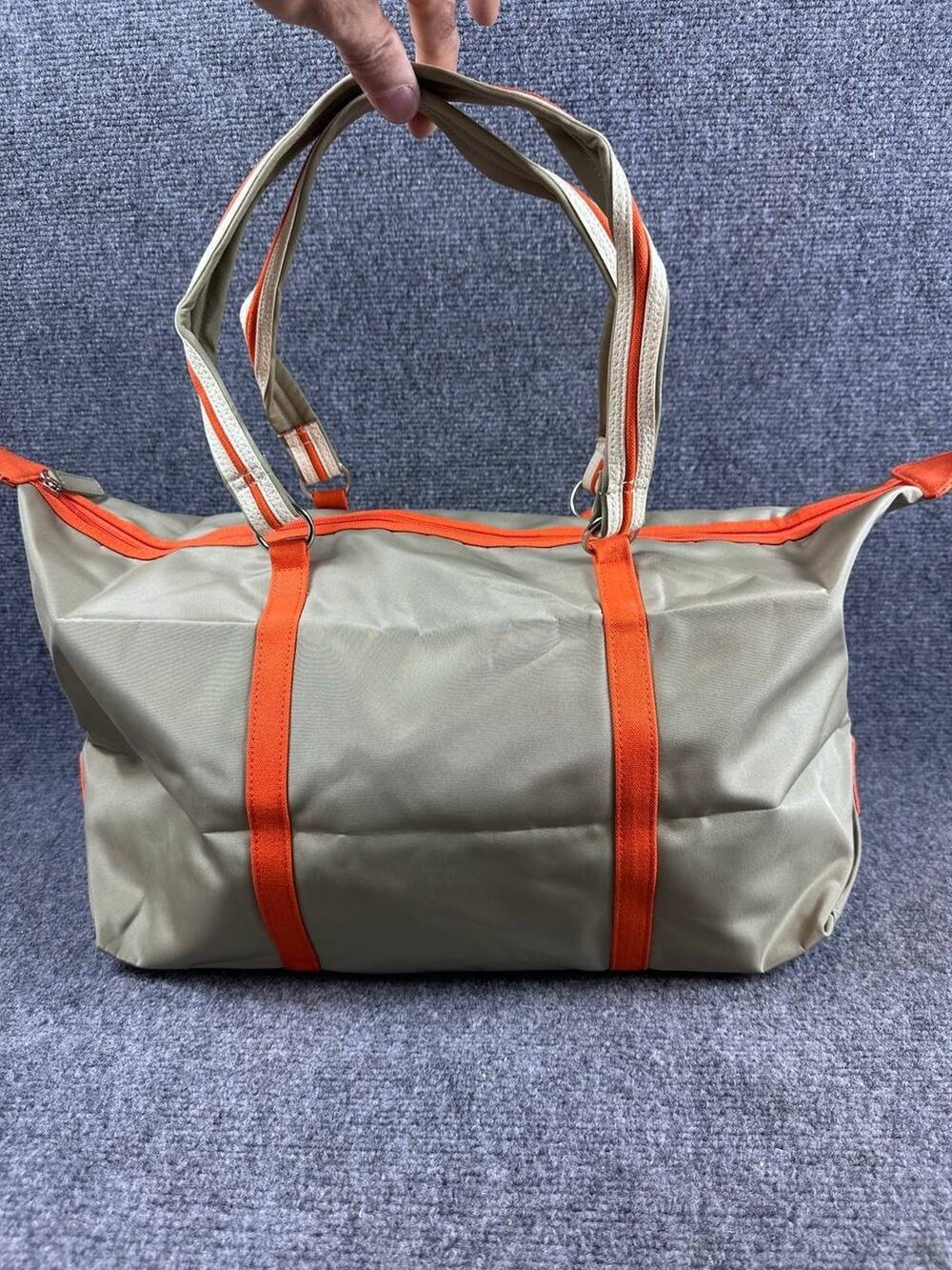 Lancôme Gray Orange Tote Bag Zip Top Polyester Travel Bag New Without Tags